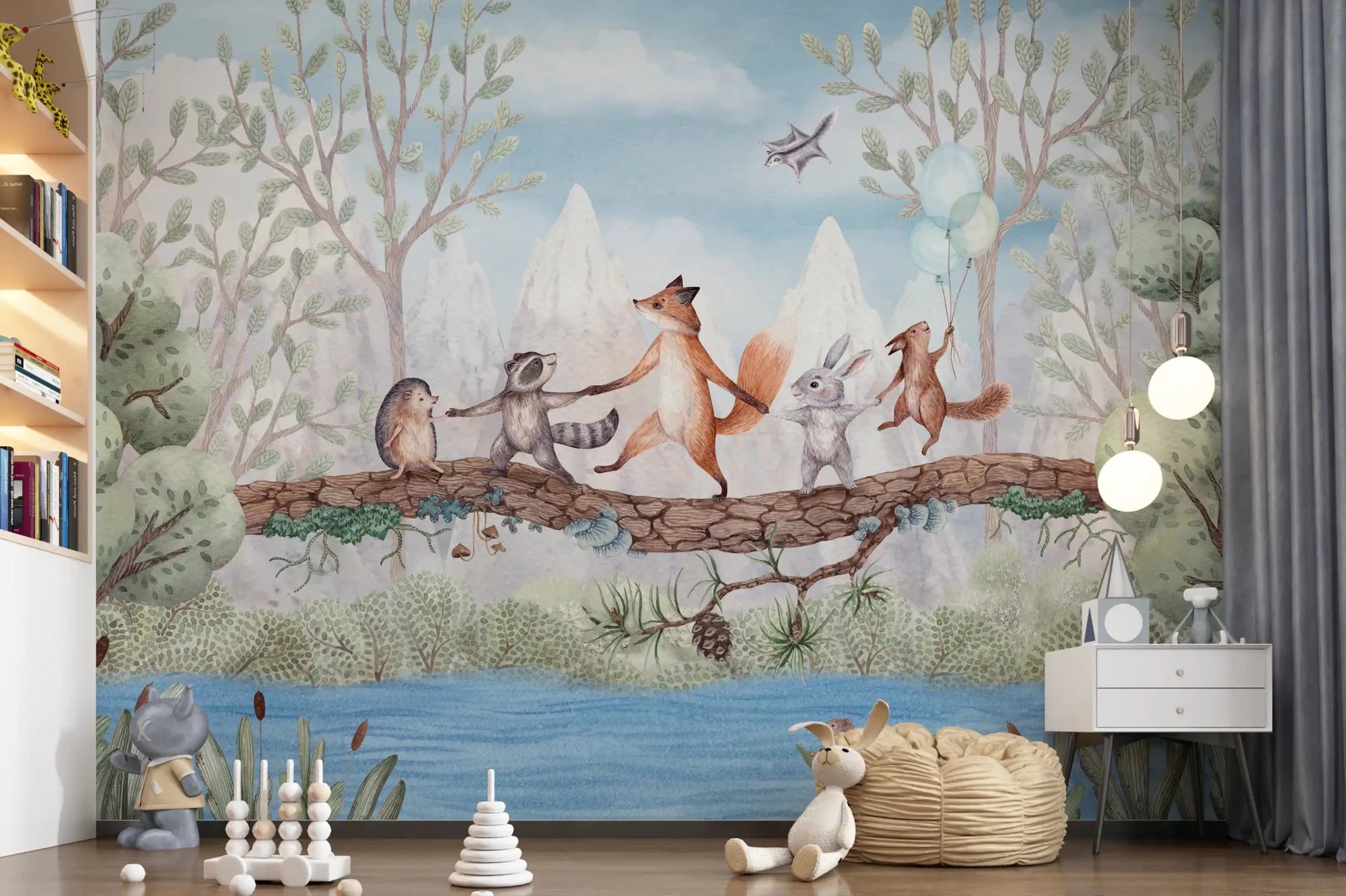 Playroom wall with Animal Adventure Wall Mural animal walk, GD9169