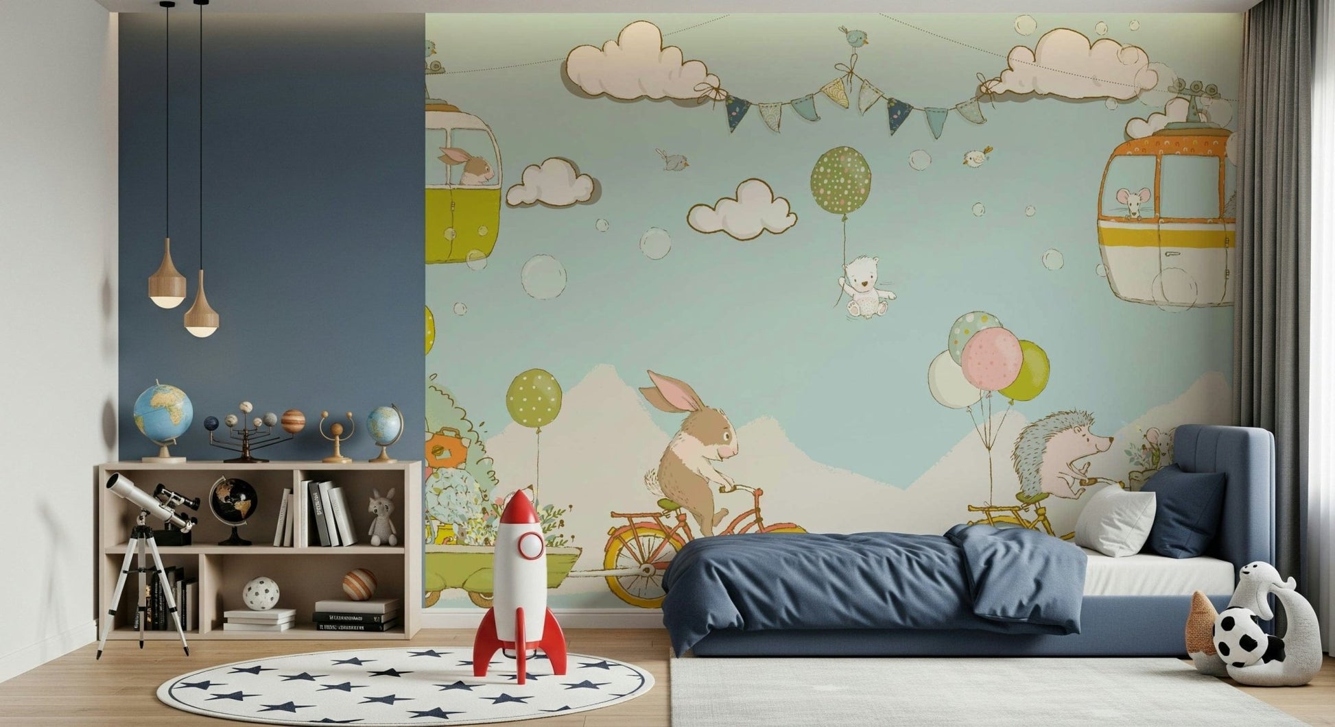 A graceful subtle pattern wall mural in cool, natural tones.