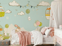 An artistic soft focus mural on minimalist wallpaper.