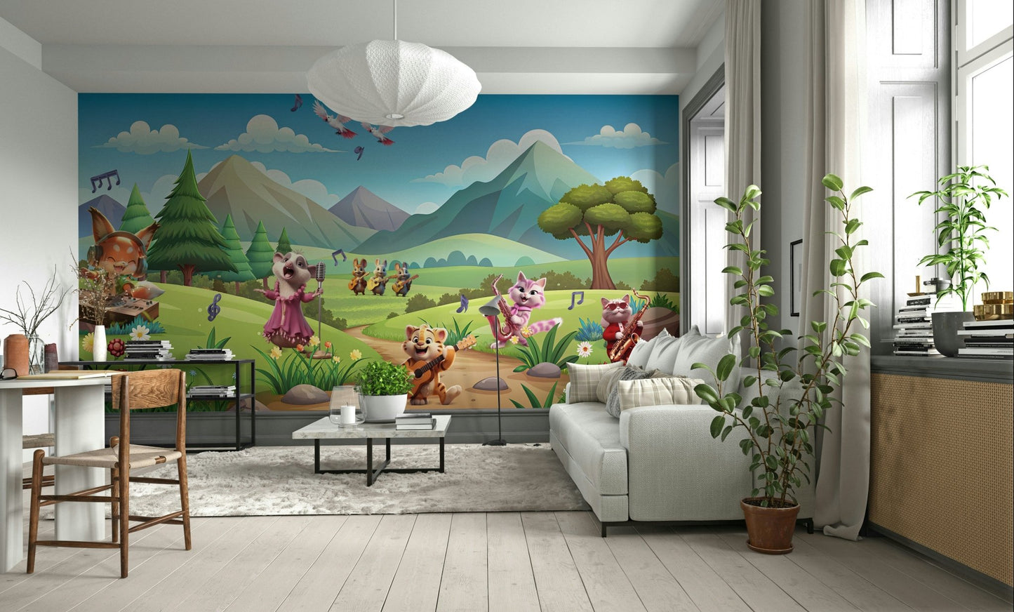 Mural wallpaper of an animal bandstand vista

