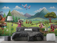 Wall mural showing a quiet meadow scene

