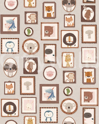Cute frames across Animal Gallery Wallpaper on soft neutral background, GD8340