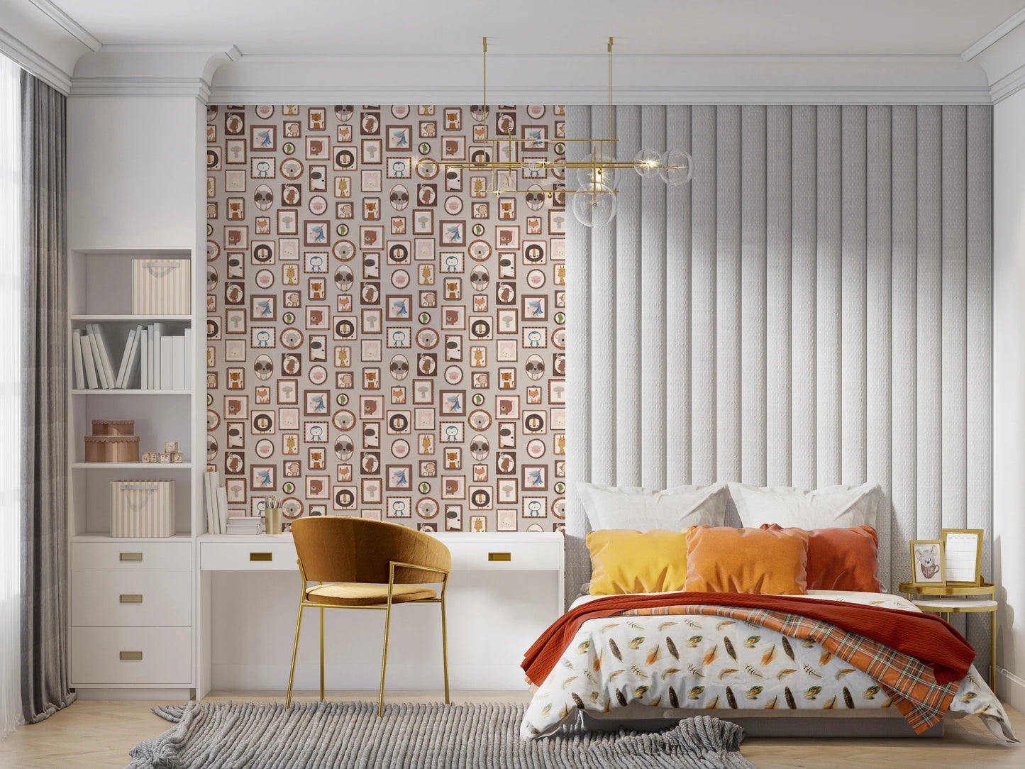 Bedroom layout where Animal Gallery Wallpaper fills, GD8340