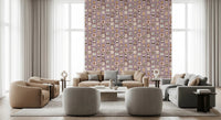 Soft seating lounge backed by Animal Portraits Gallery Wallpaper in a grid layout