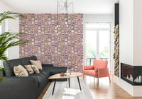 Open living setup where Animal Portraits Gallery Wallpaper anchors the wall visually