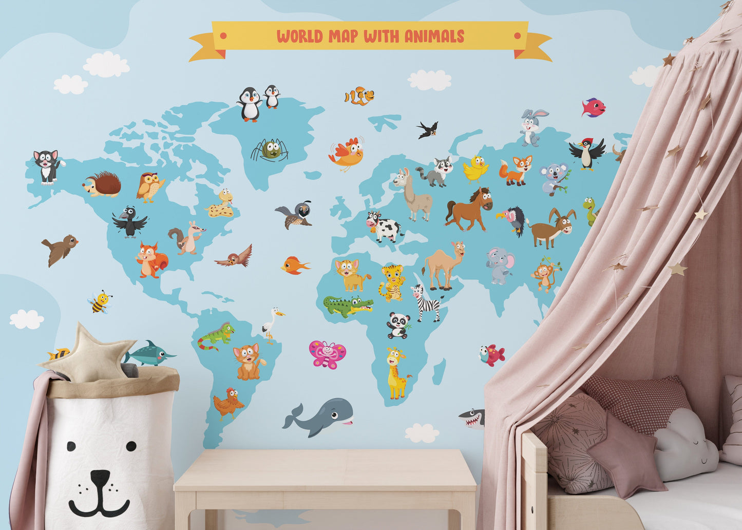 Animal map wall design
