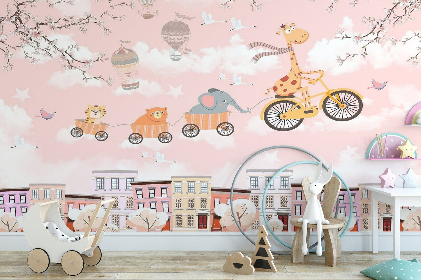 Giraffe mural for kids' bedroom decor Kids-09
