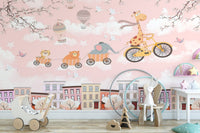 Giraffe mural for kids' bedroom decor Kids-09
