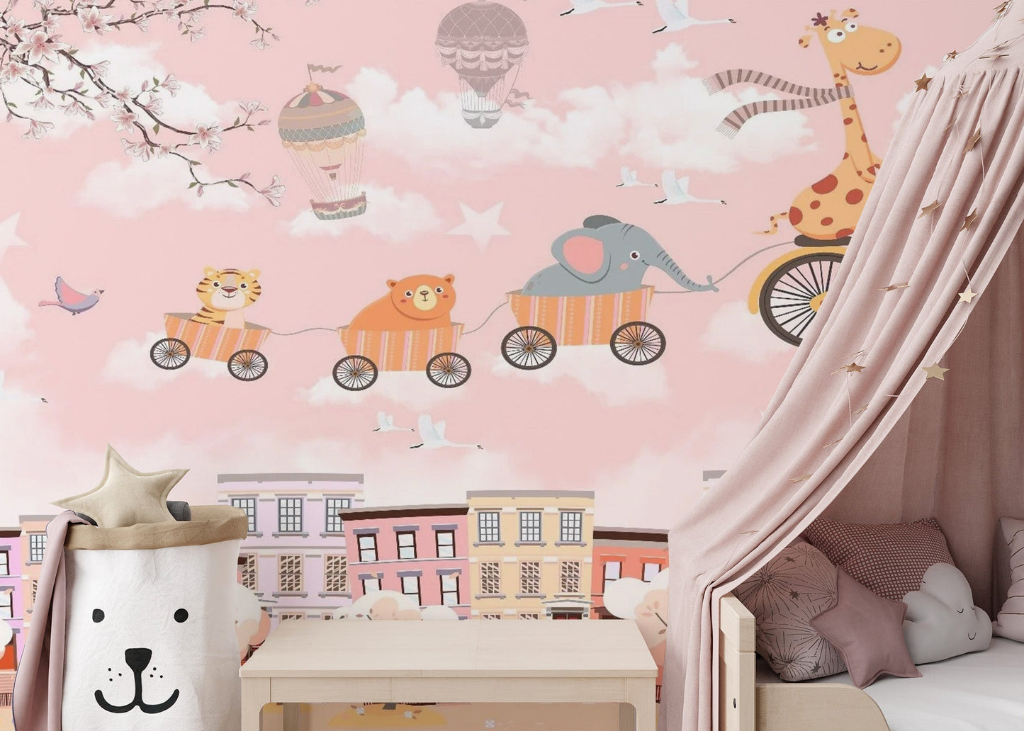 Animals on Cycle Self Adhesive Wallpaper for Kids Room - Giffywalls Kids-09