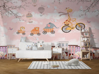 Animals on Cycle Self Adhesive Wallpaper for Kids Room - Giffywalls Kids-09