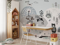 Adorable goat and rabbit on hills mural wallpaper A791