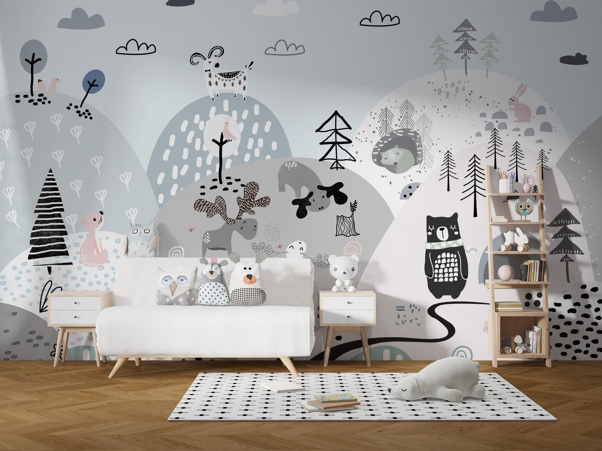 Animals on the Hills Wallpaper Mural - Giffywalls A791