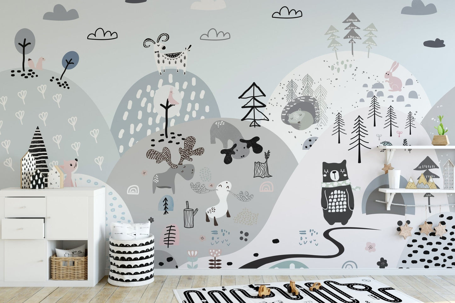 Animals on the Hills Wallpaper Mural - Giffywalls A791