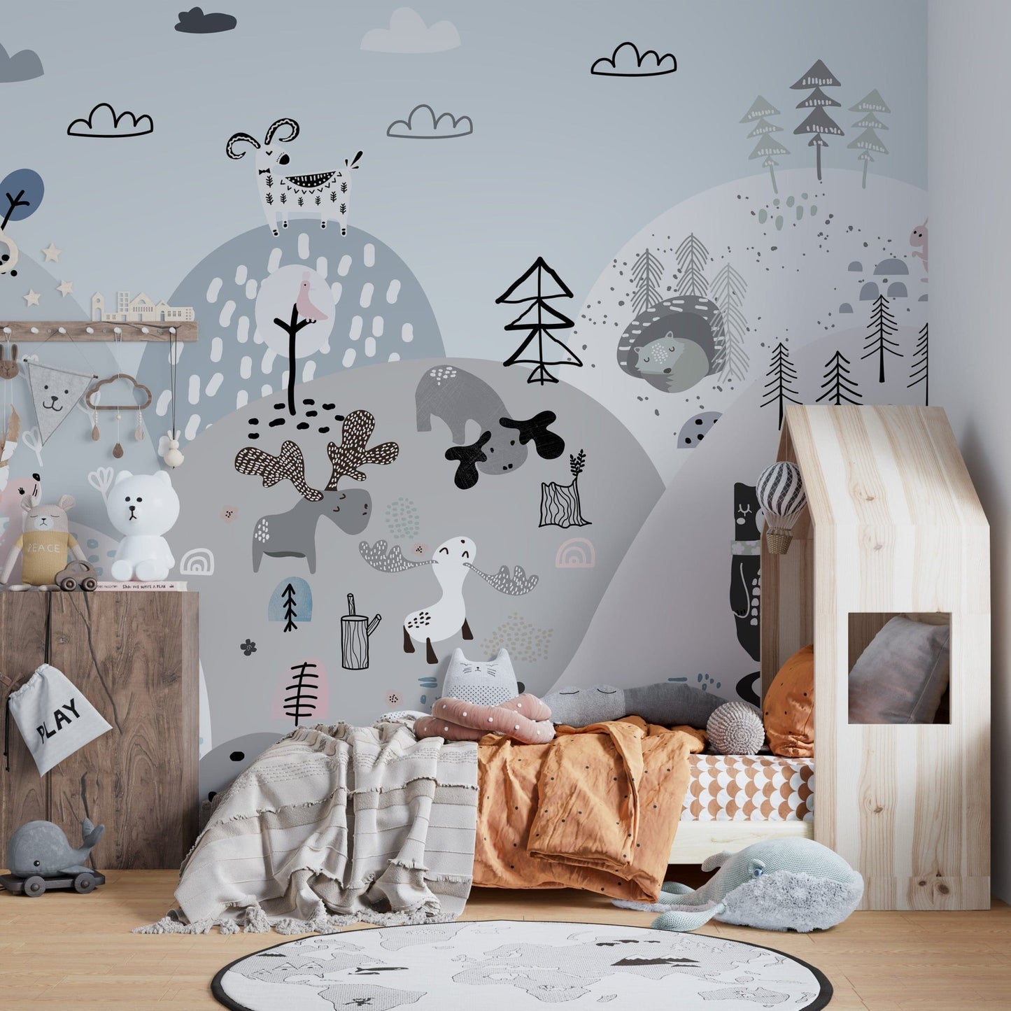 Animals on the Hills Wallpaper Mural - Giffywalls A791