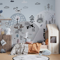 Animals on the Hills Wallpaper Mural - Giffywalls A791