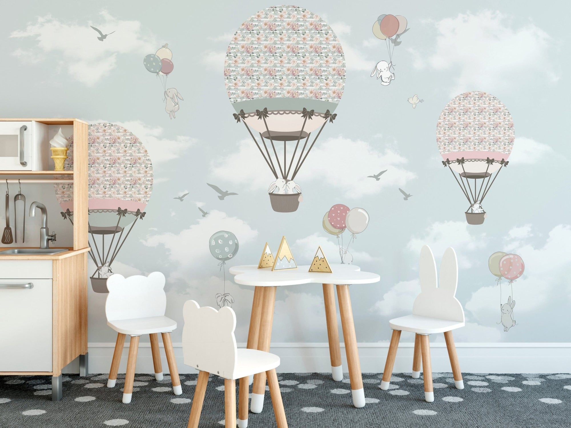 Whimsical animal wallpaper for kid's room  A611