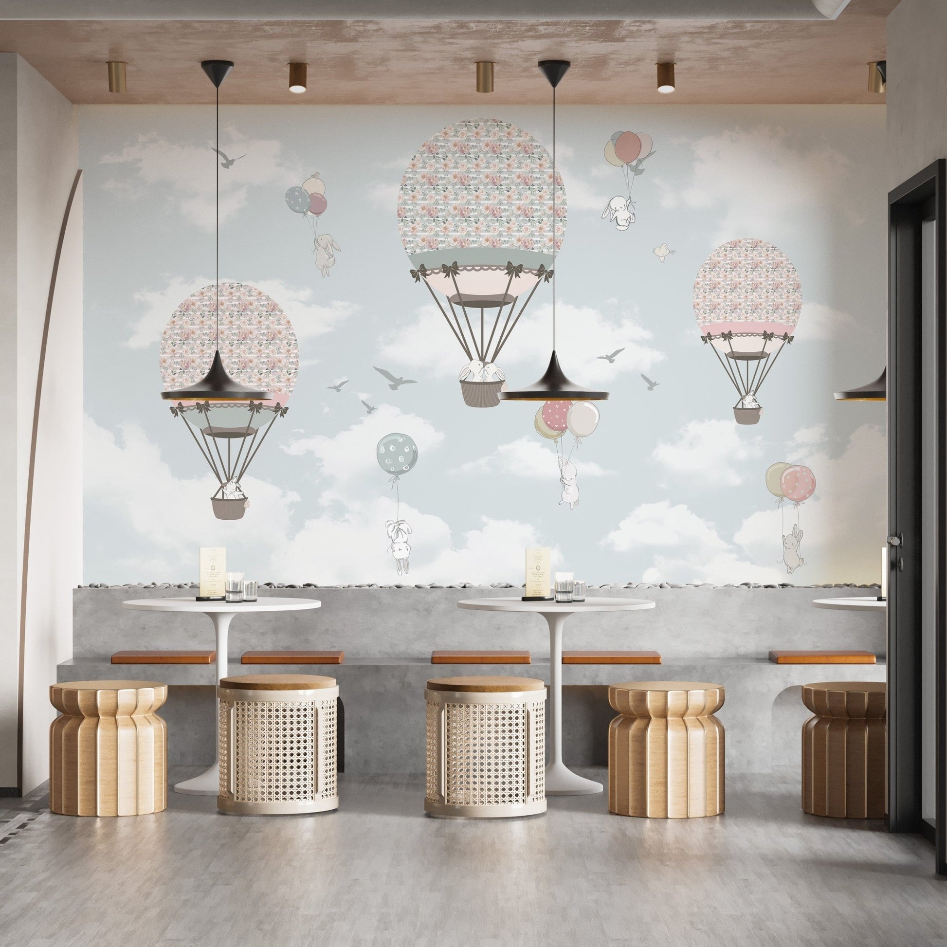 Self-adhesive cartoon sky wallpaper for kids A611