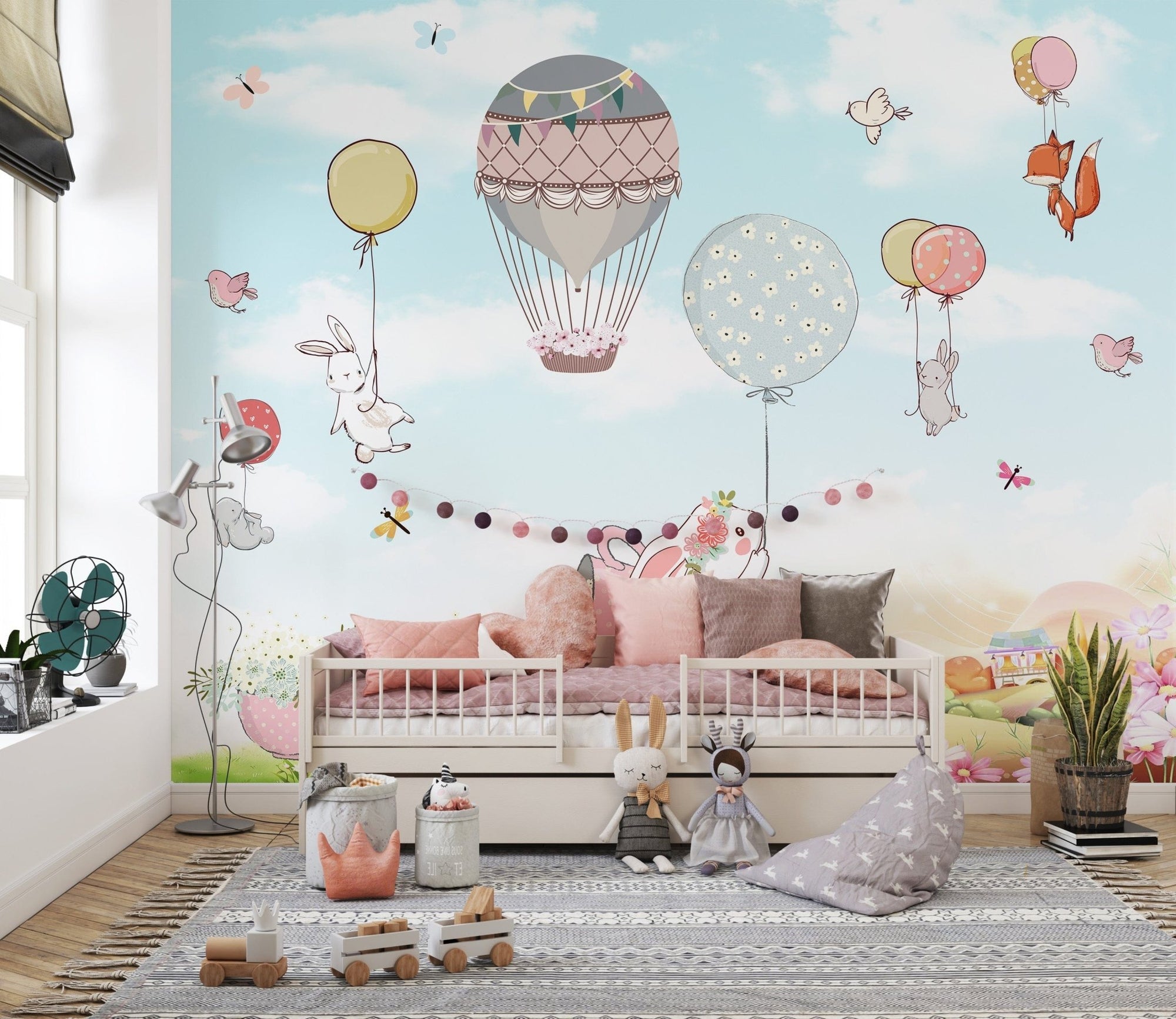 Playful cartoon wallpaper for kids’ rooms A146