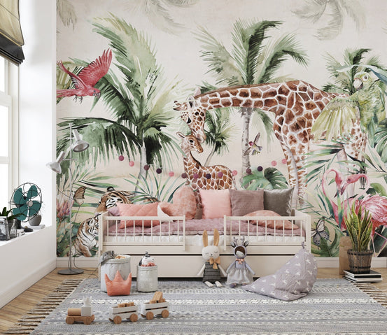 Watercolor forest landscape wallpaper mural A453
