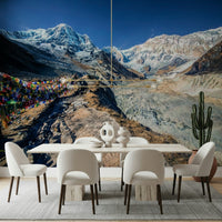 Snowy summit Annapurna Conservation Area peel and stick wallpaper