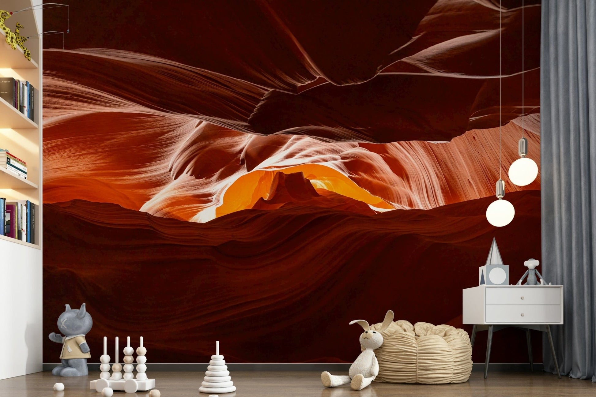 Antelope's Embrace Wall Mural featuring a soft wildlife scene for a nursery wallpaper.