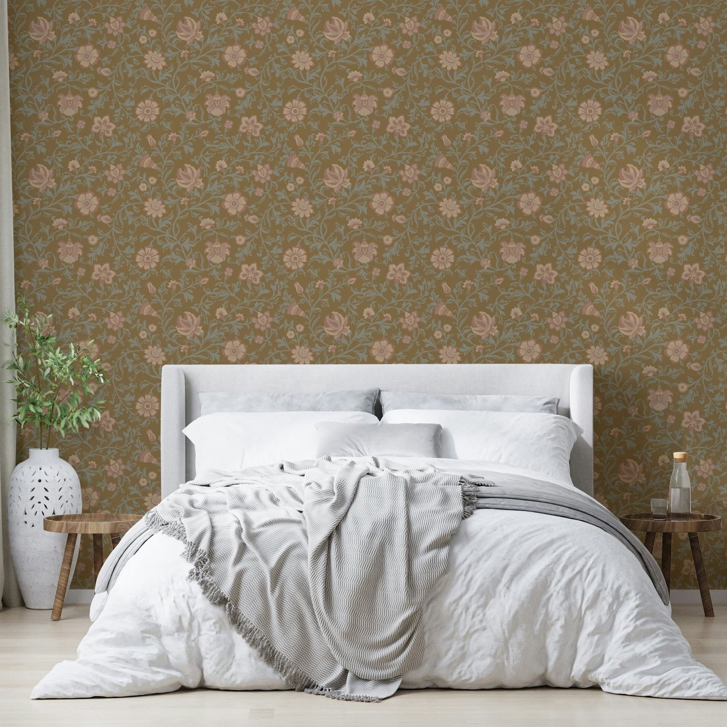 Detailed vintage flower wallpaper design

