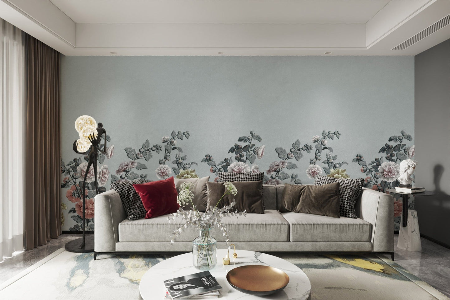 Antique Bloom Wall Mural for Home Design
