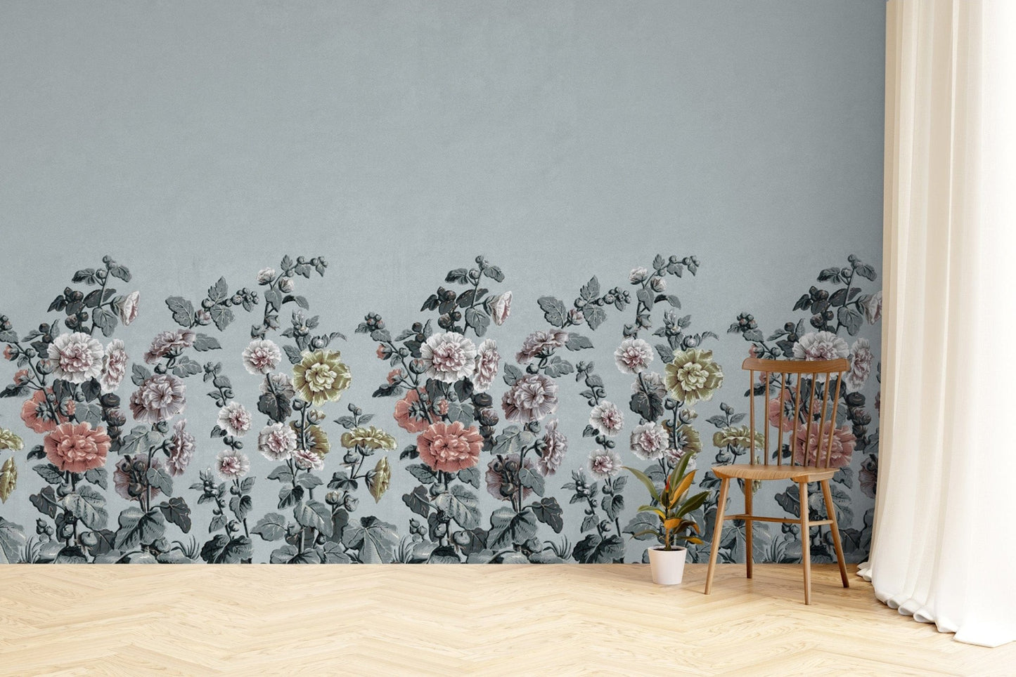 Vintage Floral Wallpaper with Botanical Prints
