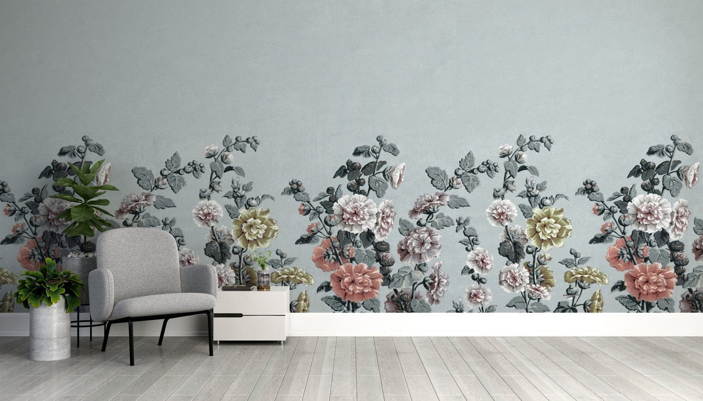 Vintage Floral Wallpaper with Botanical Prints
