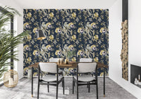 Flowing branch detail marks Antique Cream Bird & Blossom Wallpaper clearly