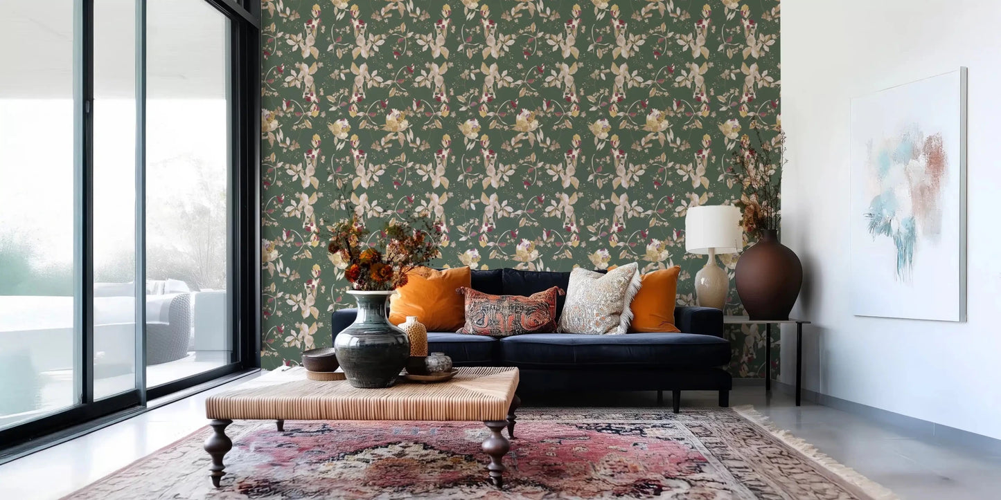 Delicate floral movement gives Antique Cream Botanical Wallpaper balance, GD9475