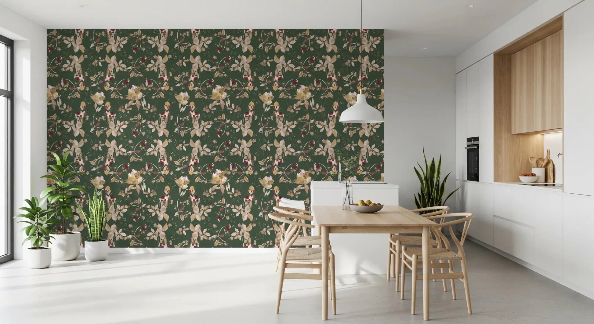 Small accent buds lift Antique Cream Botanical Wallpaper with detail, GD9475