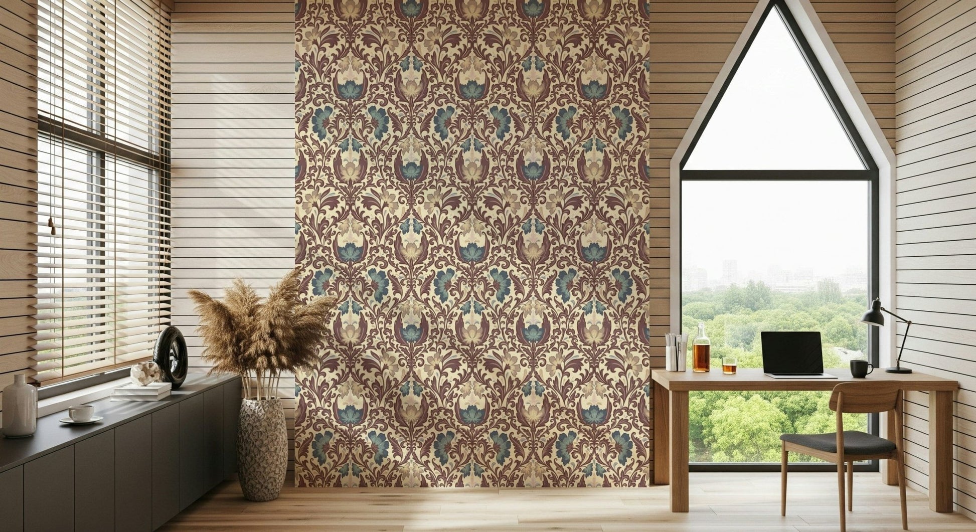 Antique Floral Flourish, a classic wall mural statement.