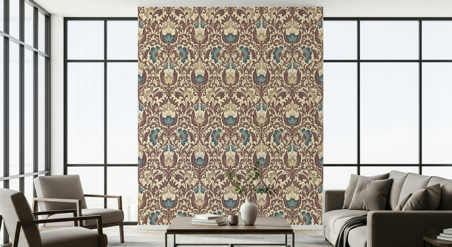 Wall mural featuring Antique Floral Flourish, regal style.