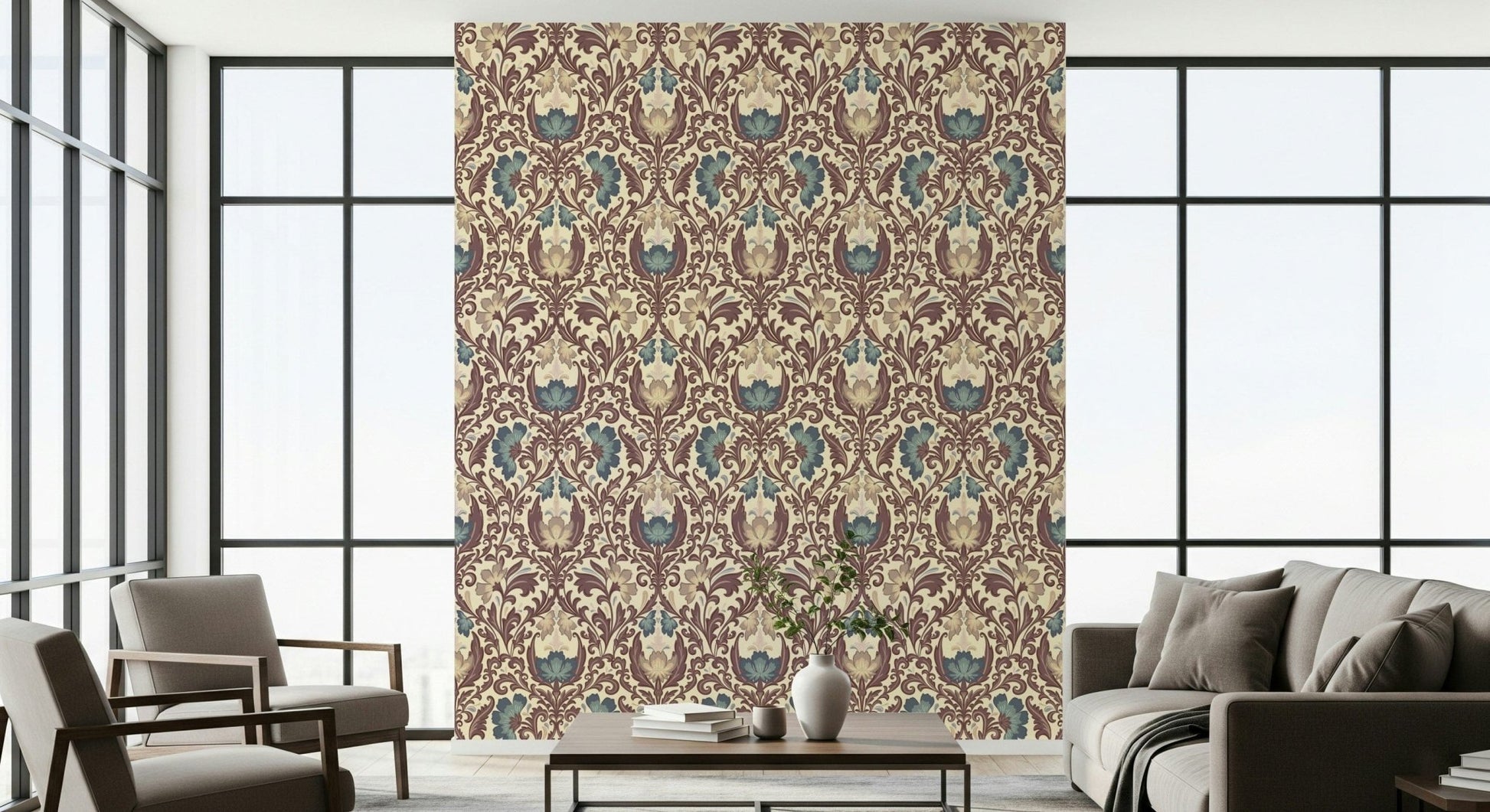 Wall mural featuring Antique Floral Flourish, regal style.