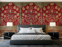 Antique Garden Tapestry Wall Mural in a vintage style living room