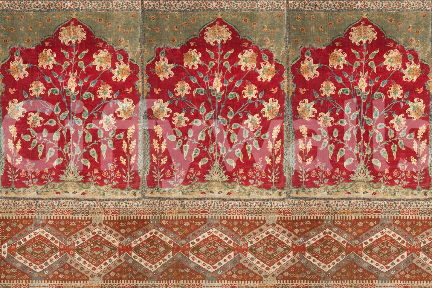 Antique Garden Tapestry Wall Mural highlighting classic botanical art