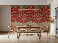 Muted green and beige garden mural for a home office backdrop