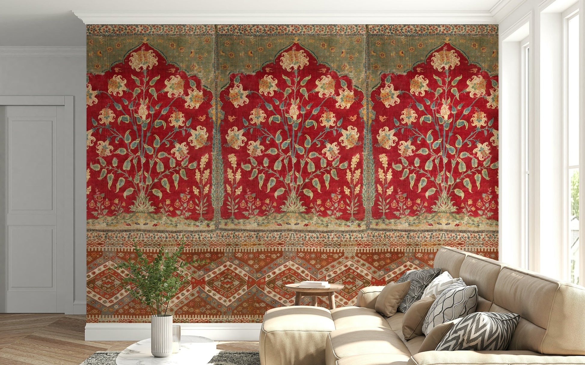 Antique Garden Tapestry Wall Mural for a sophisticated guest suite