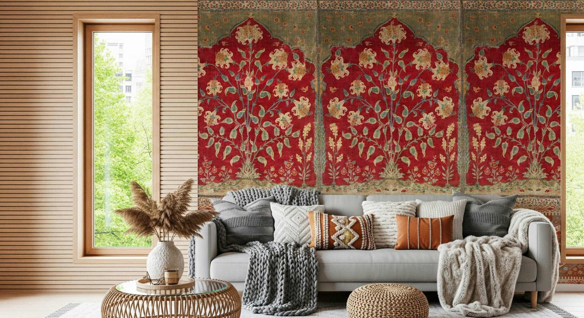 Traditional tapestry look wallpaper for elegant hallway decoration