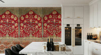Period style garden wall mural in a large apartment lounge area