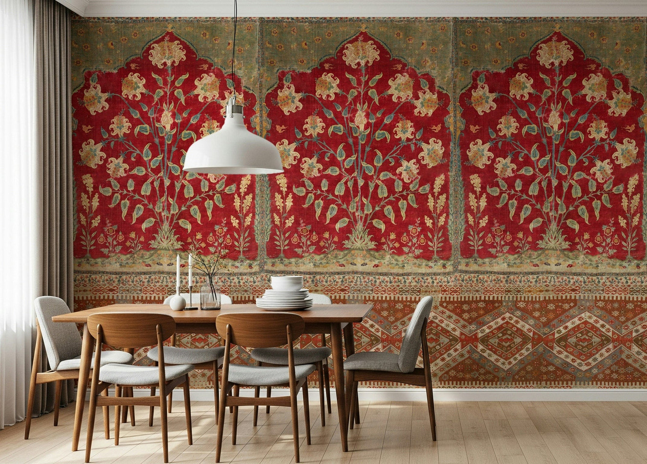 Botanical garden wallpaper for a classic bedroom feature wall