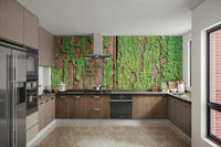 Aged timber texture mural in green tones