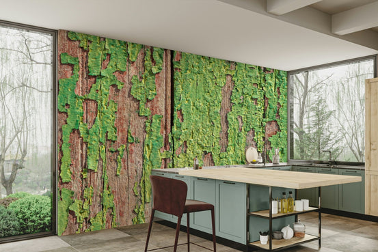 Antique Green Timber wall mural design, GD2031