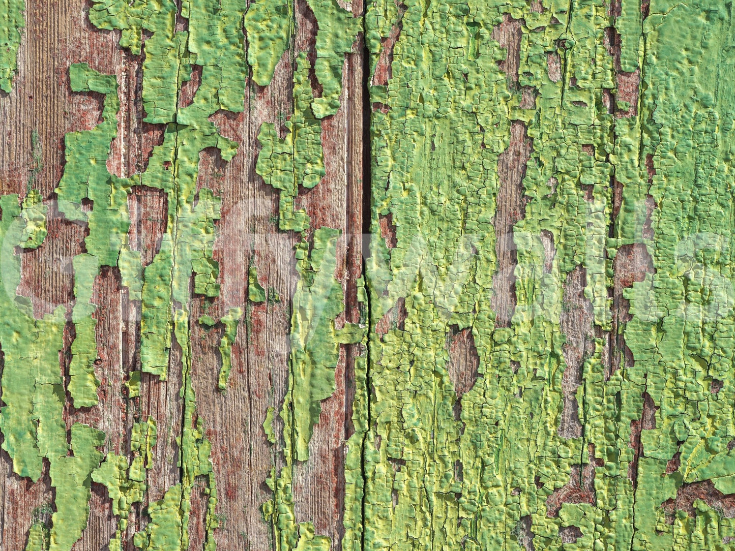 Old wooden panel mural with green finish