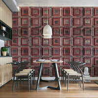 Aged red wood panel wallpaper B708
