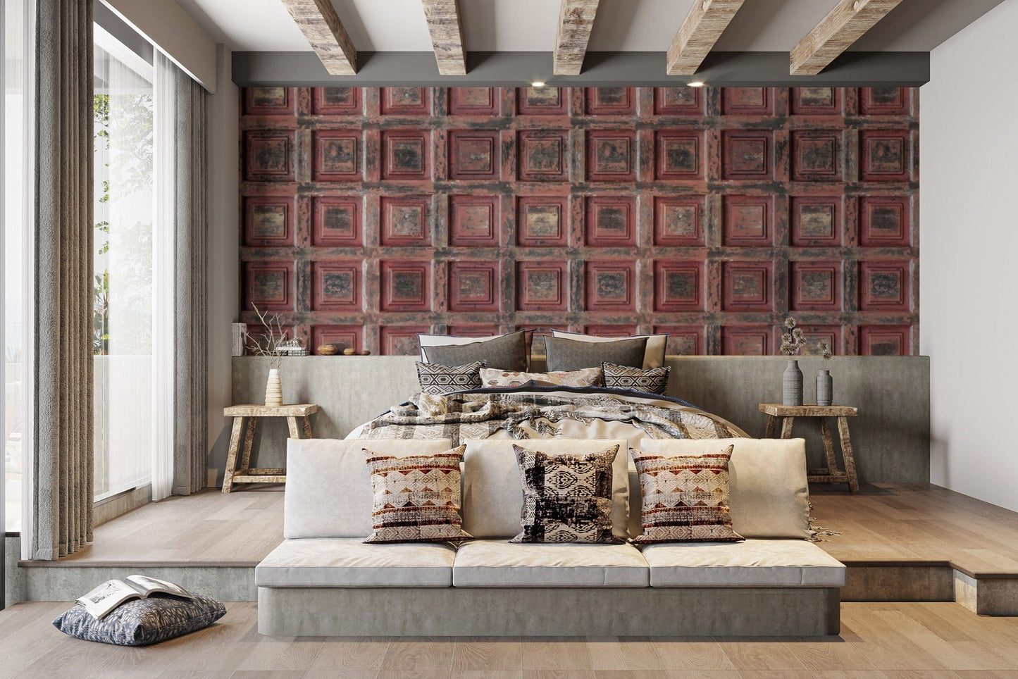 Timeworn wooden wall panel wallpaper B708
