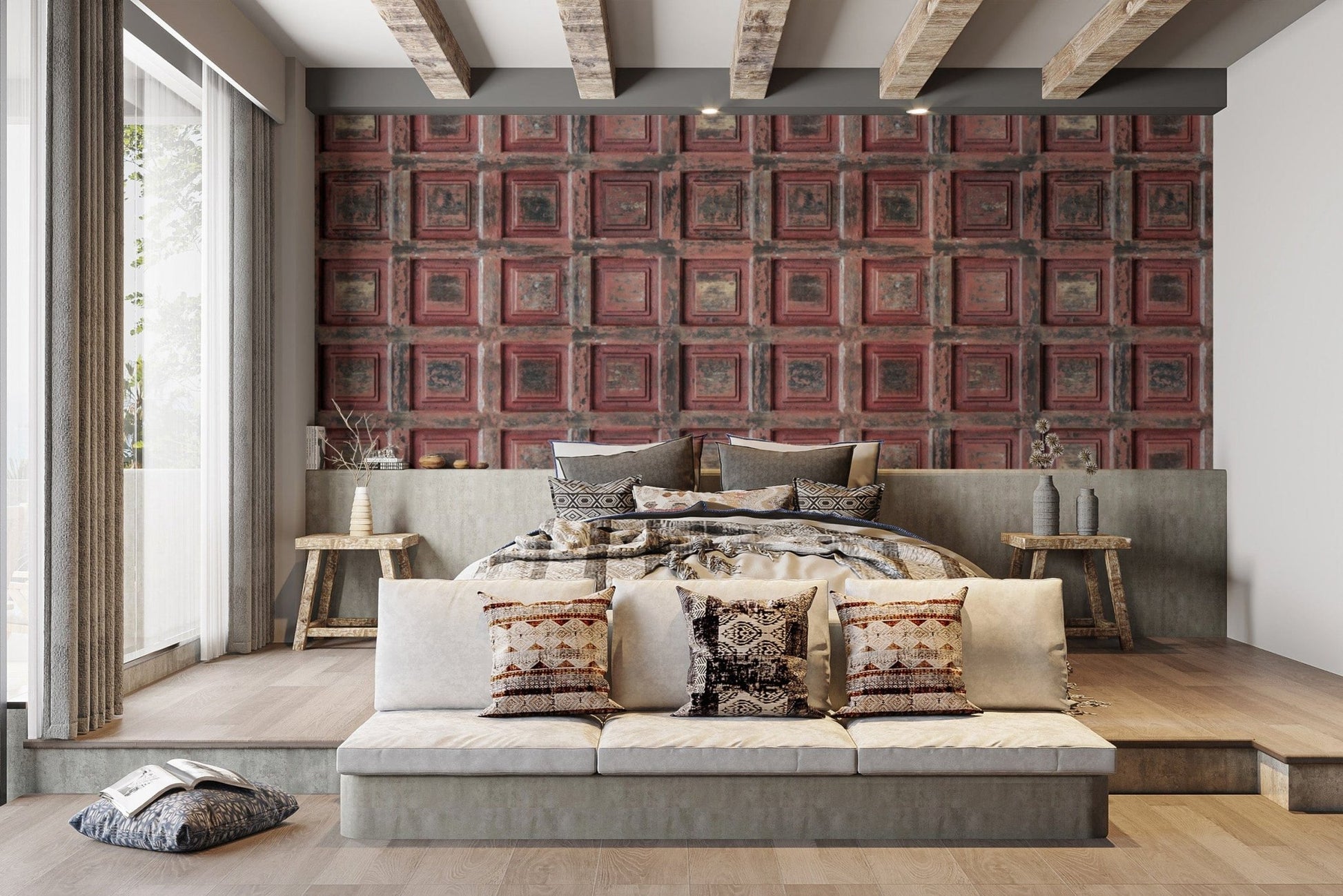 Timeworn wooden wall panel wallpaper B708
