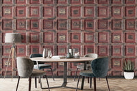 Aged rustic red panel wallpaper B708
