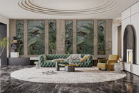 Wildlife-themed vintage monkey mural
